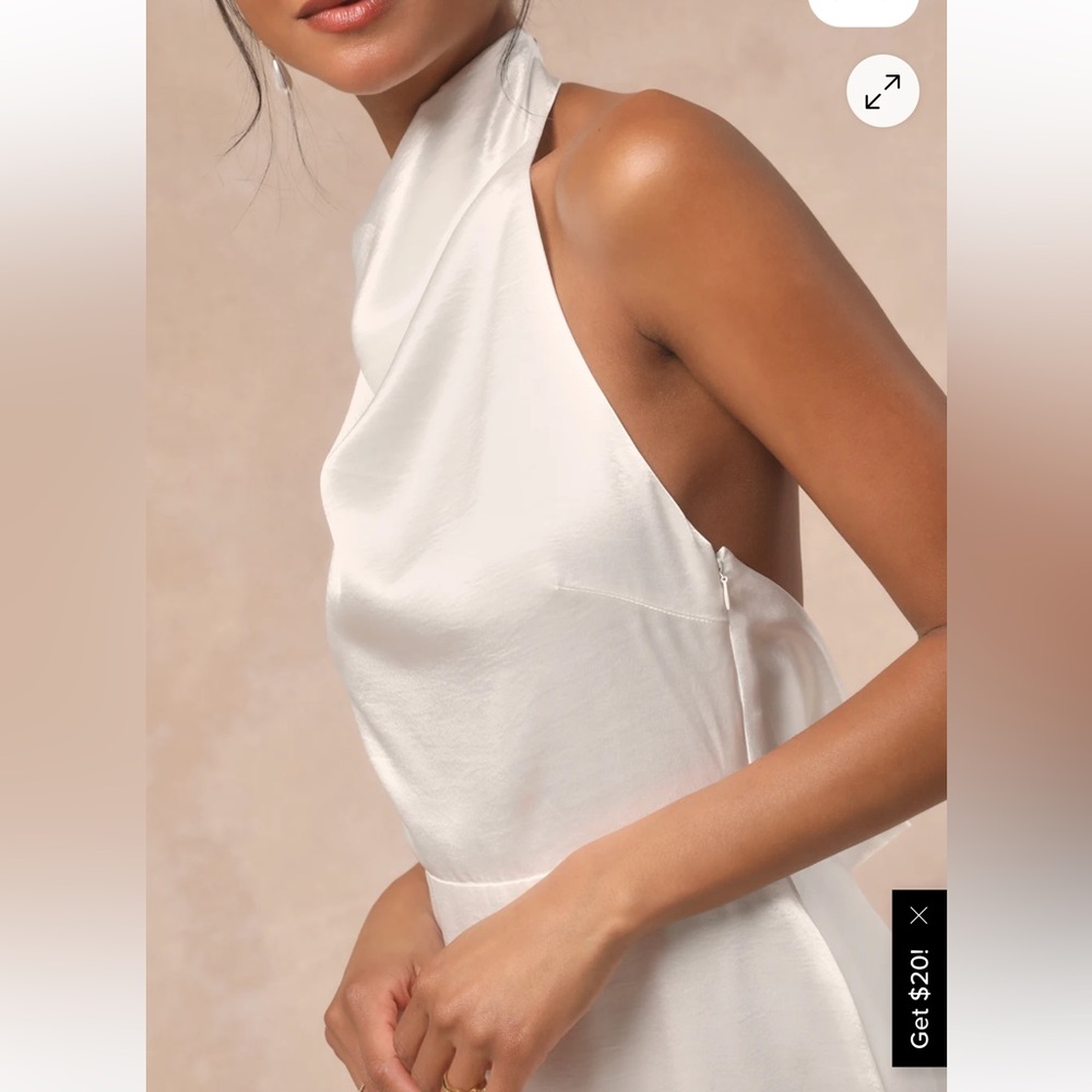 Lulus Meliana White Satin Halter Backless Maxi Dress - Picture 4 of 7